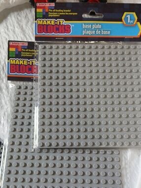 MAKE-IT BLOCKS Light Gray Base Plate - Compatible Building Plate Set Of 2
